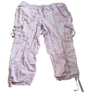 Lane Bryant Cargo Capris Pink Women's 18/20 Drawstring Elastic Waist